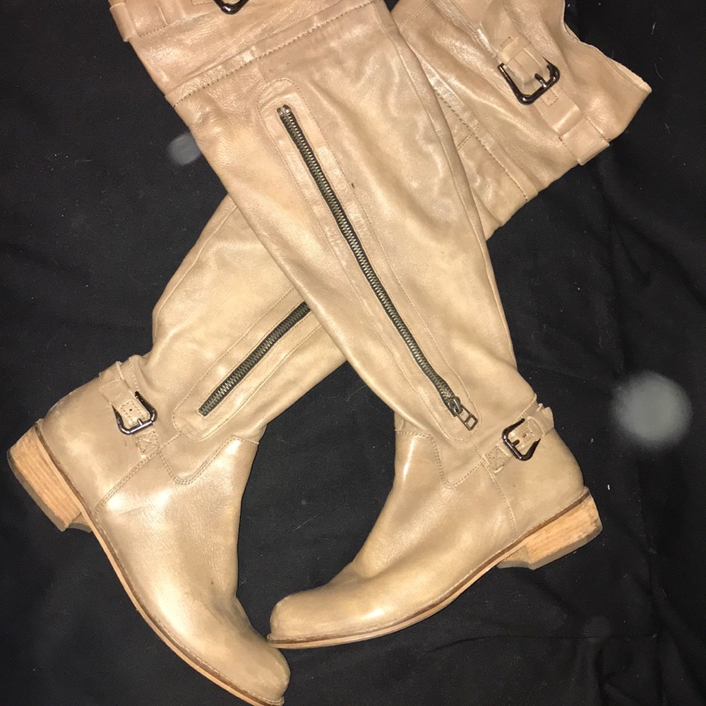 Leather Ivory knee high boots!